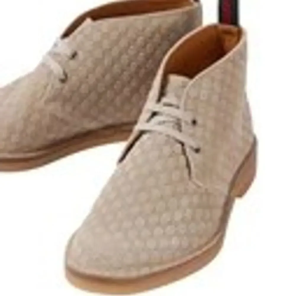 Authentic Gucci GG Monogram Beige Suede Ankle Boots 831283 Men's 11 US 11.5 NEW